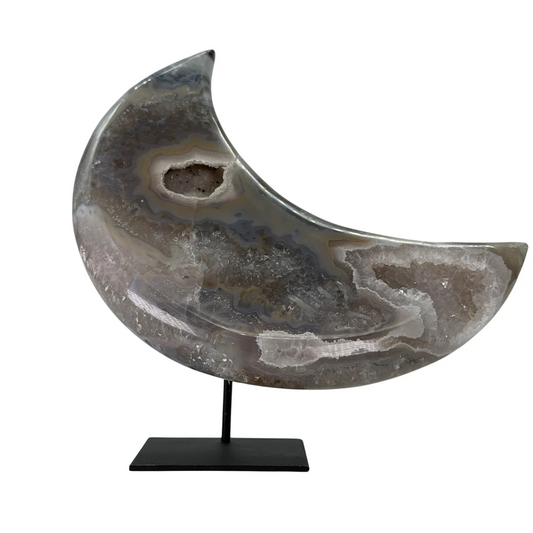 Agaat maan – gepolijst op standaard 17 cm