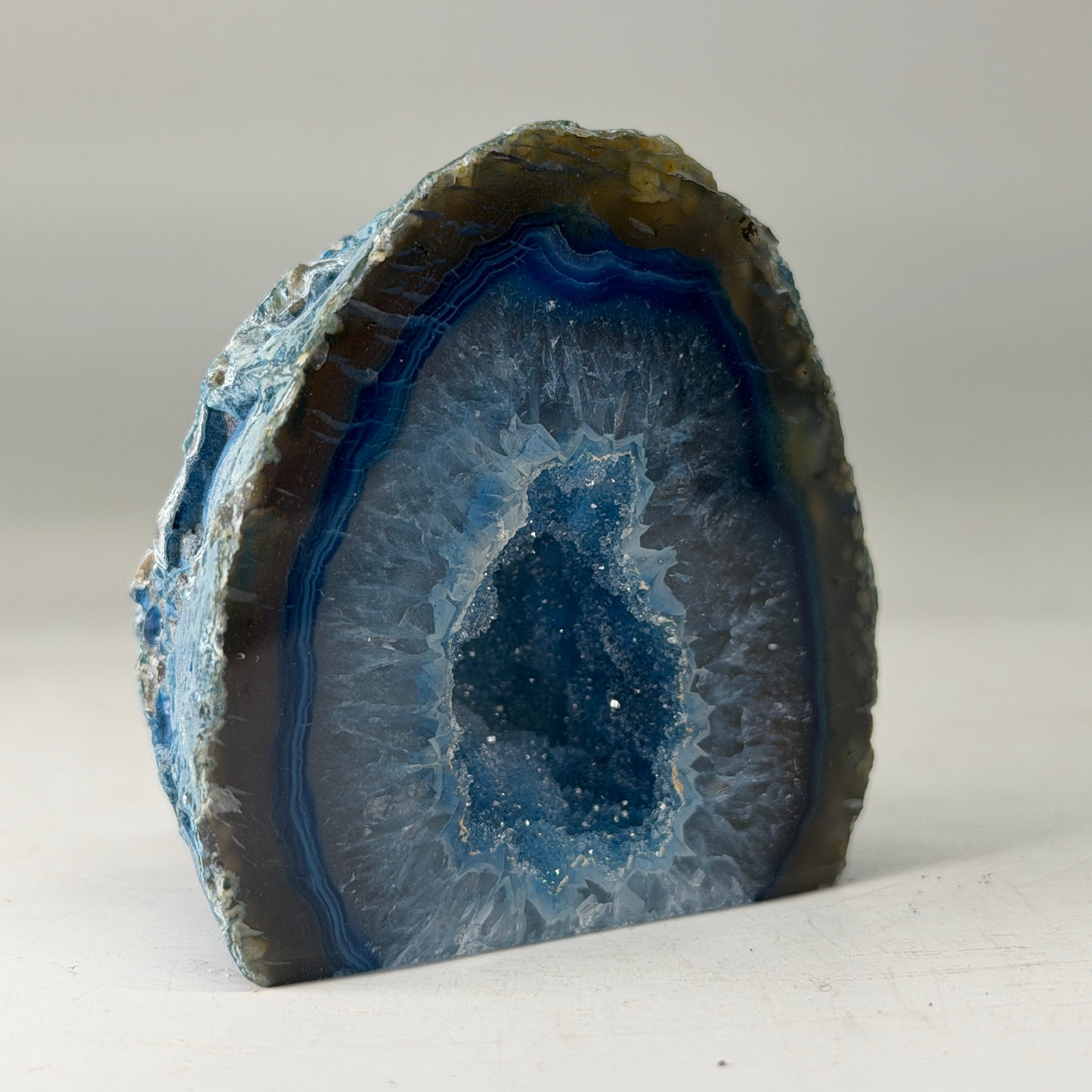 Magnifique géode d'agate bleue du Brésil (Druzy) – petite taille