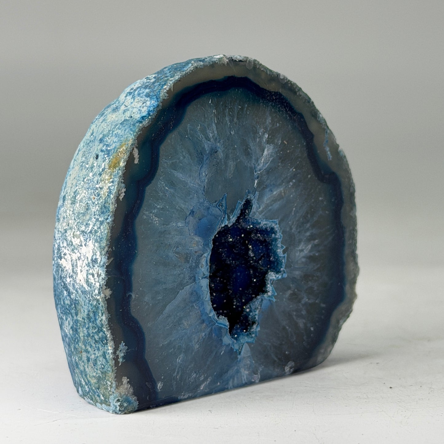 Magnifique géode d'agate bleue du Brésil (Druzy) – petite taille