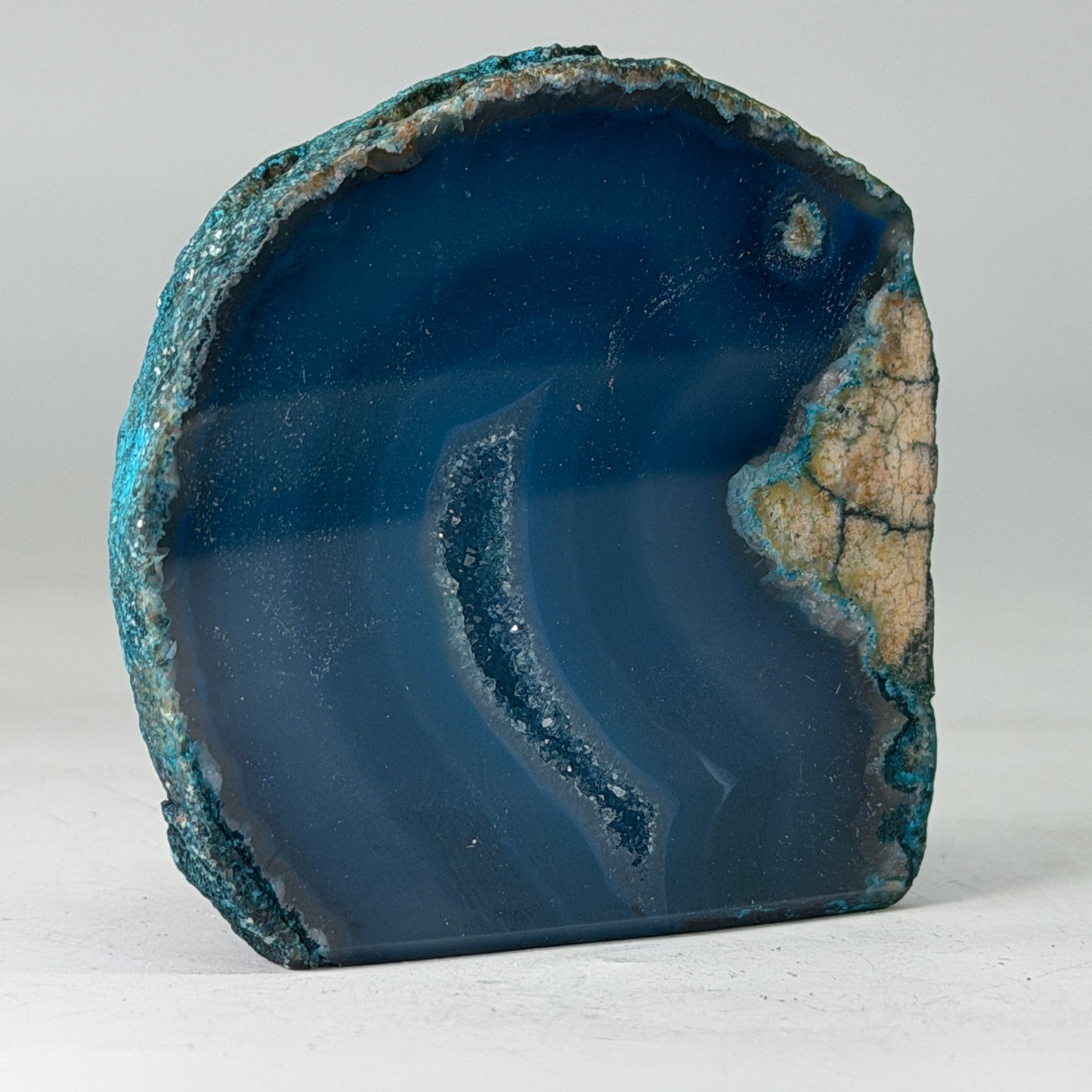 Magnifique géode d'agate turquoise du Brésil (Druzy) – petite taille