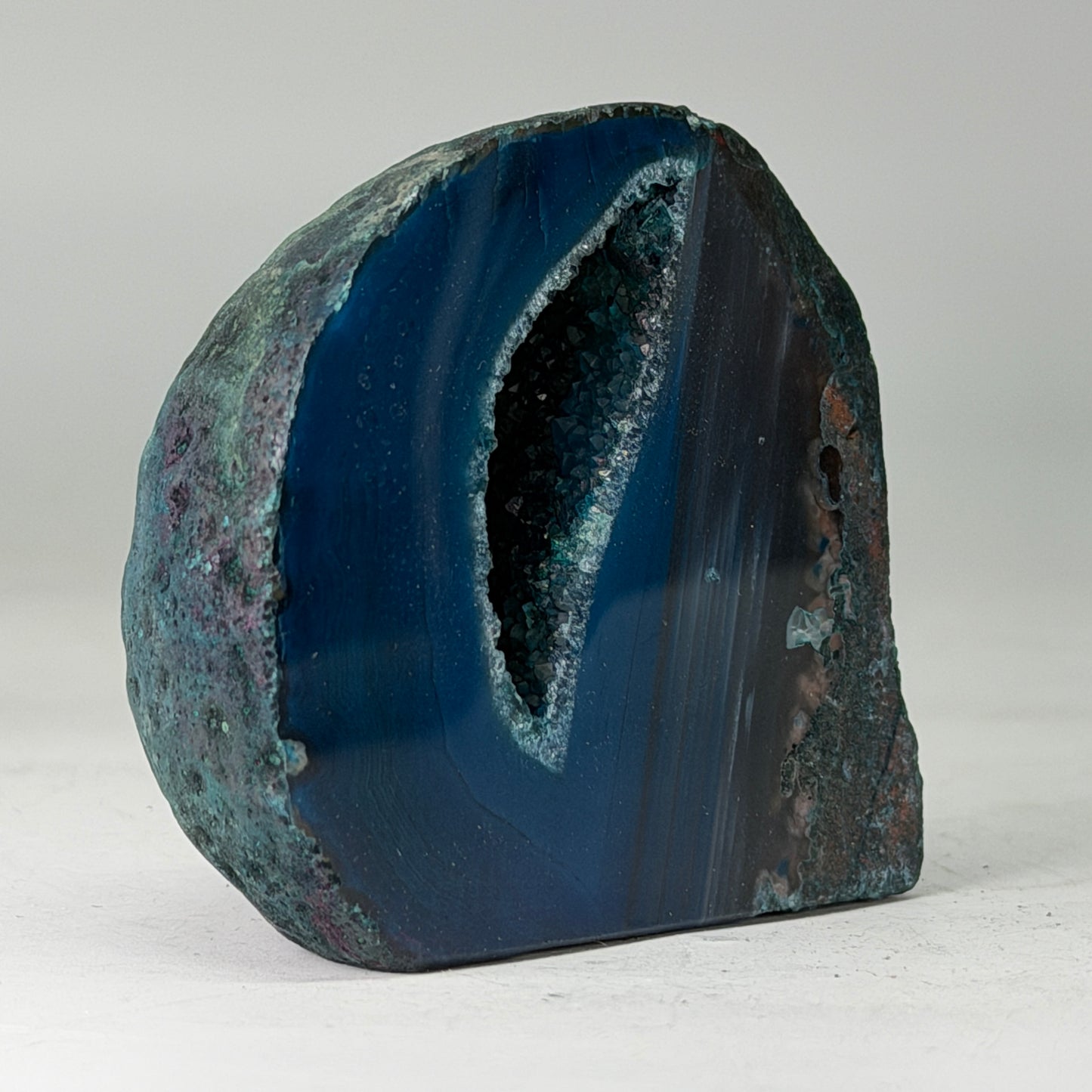 Magnifique géode d'agate turquoise du Brésil (Druzy) – petite taille