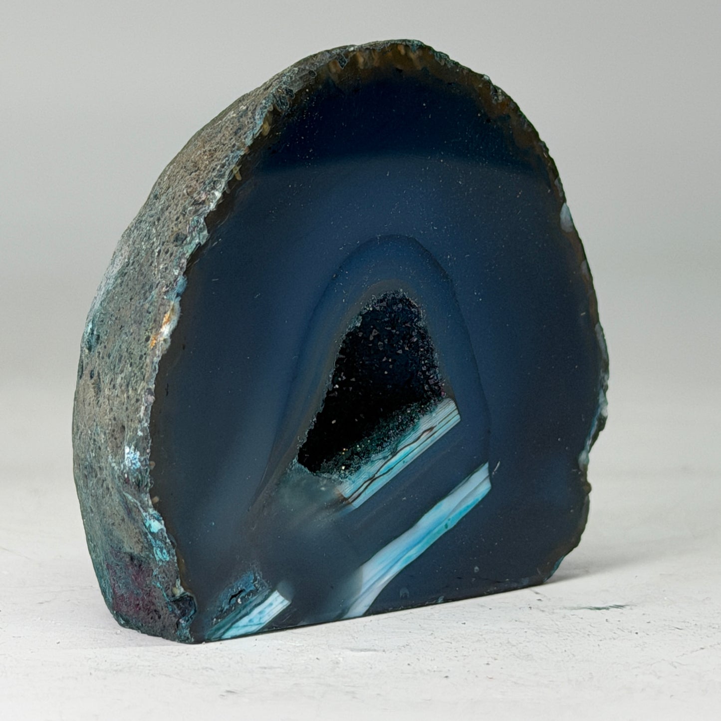 Magnifique géode d'agate turquoise du Brésil (Druzy) – petite taille