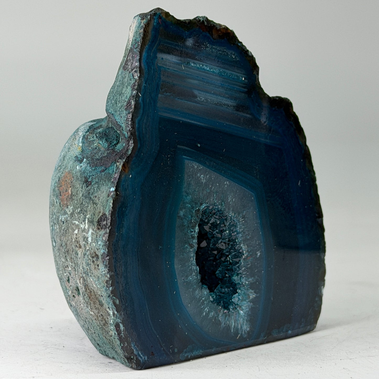 Magnifique géode d'agate turquoise du Brésil (Druzy) – petite taille