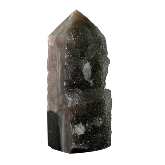 Kleine Sfaleriet Toren met Kwarts – Geslepen Punt ca. 6 cm