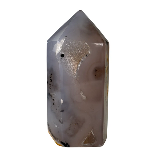 Agaat Toren met Druzy – Natuurlijke Edelsteen uit Brazilië - 7 cm