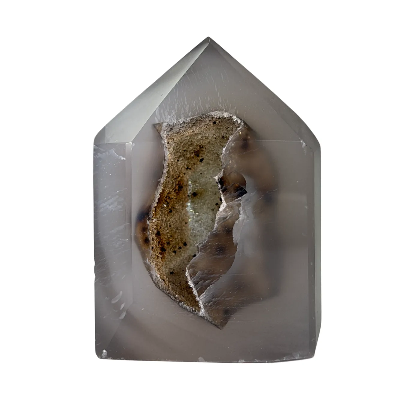 Agaat Toren met Druzy – Natuurlijke Edelsteen uit Brazilië - 7 cm