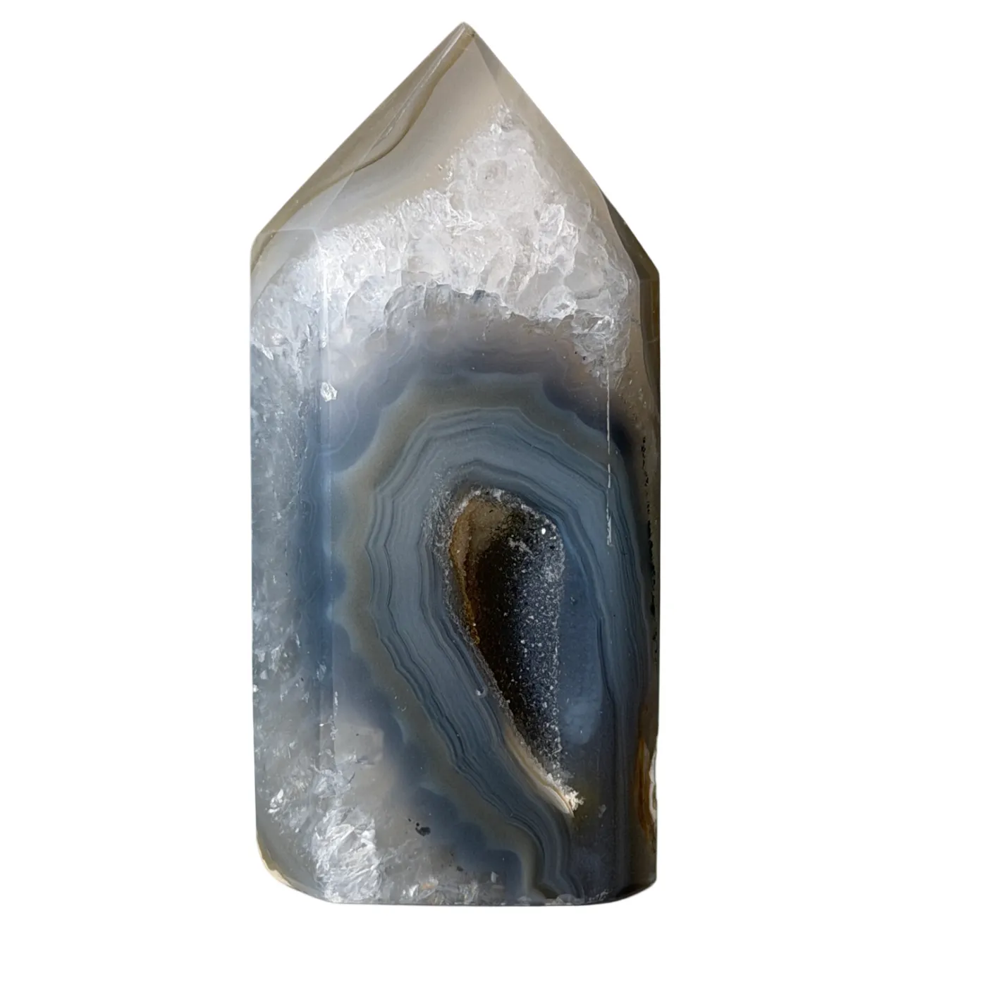 Agaat Toren met Druzy – Natuurlijke Edelsteen uit Brazilië - 7 cm