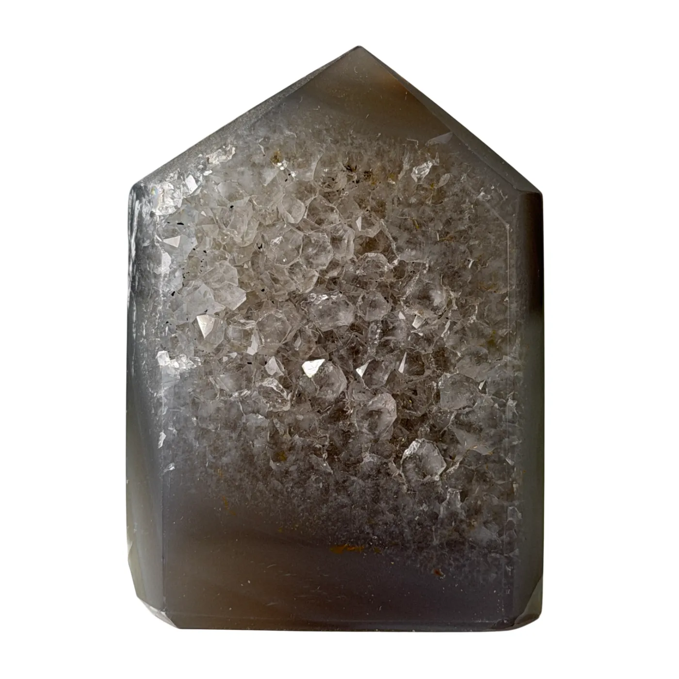 Agaat Toren met Druzy – Natuurlijke Edelsteen uit Brazilië - 7 cm