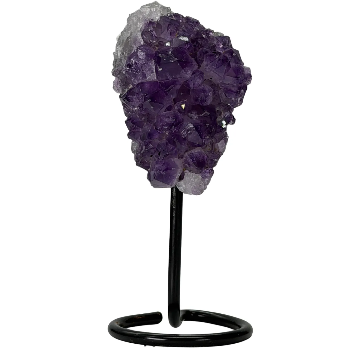 Ruwe amethist cluster op metalen voet