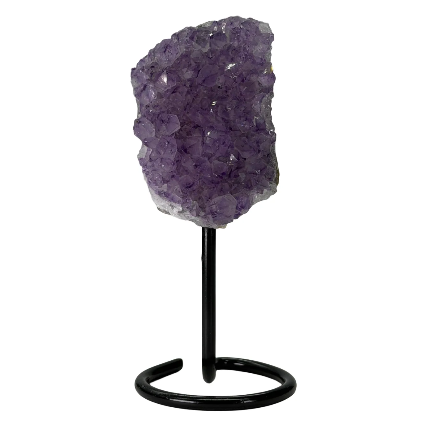 Ruwe amethist cluster op metalen voet