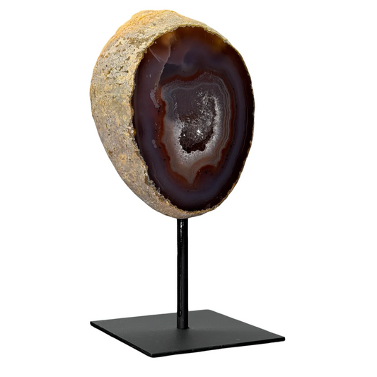 Agaat geode op standaard uit Brazilië - 18 cm