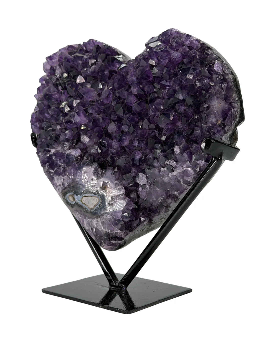 Dieppaarse amethist hart op standaard