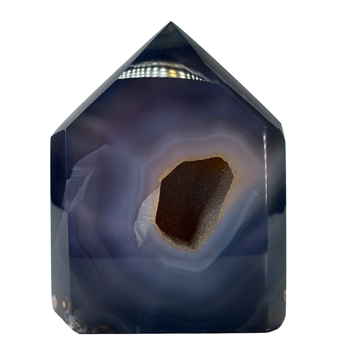 Agaat toren uit Brazilië met kwarts 13 cm