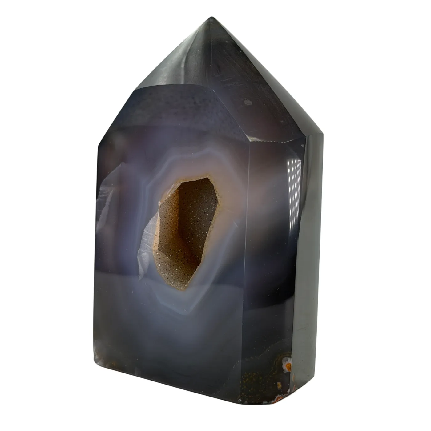 Agaat toren uit Brazilië met kwarts 13 cm