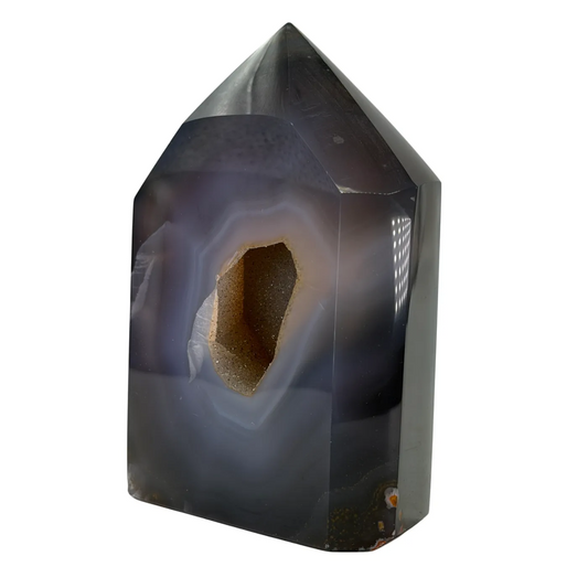 Agaat toren uit Brazilië met kwarts 13 cm