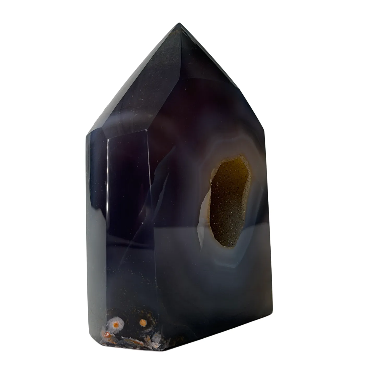 Agaat toren uit Brazilië met kwarts 13 cm