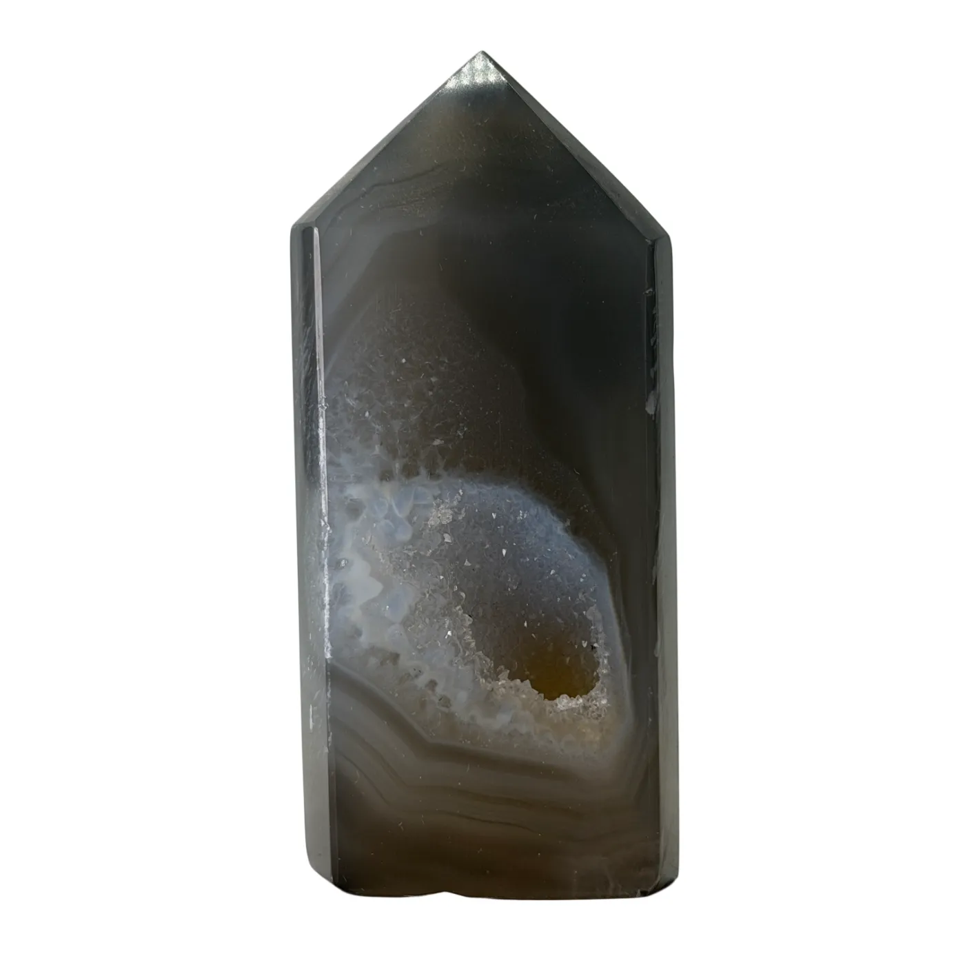 Agaat Toren met Druzy – Natuurlijke Edelsteen uit Brazilië - 10 cm