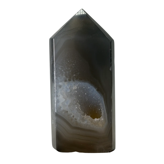 Agaat Toren met Druzy – Natuurlijke Edelsteen uit Brazilië - 10 cm