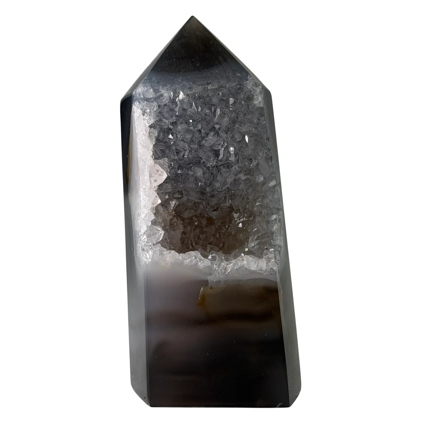 Agaat Toren met Druzy – Natuurlijke Edelsteen uit Brazilië - 10 cm