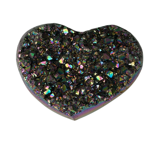 Kleine titanium rainbow hart van kwarts