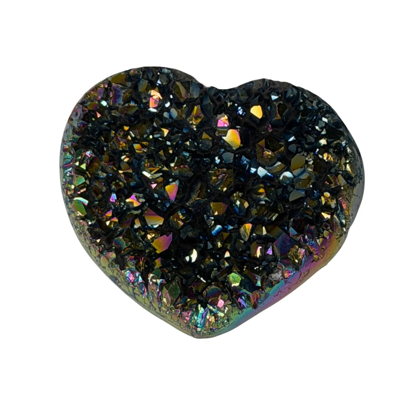 Kleine titanium rainbow hart van kwarts