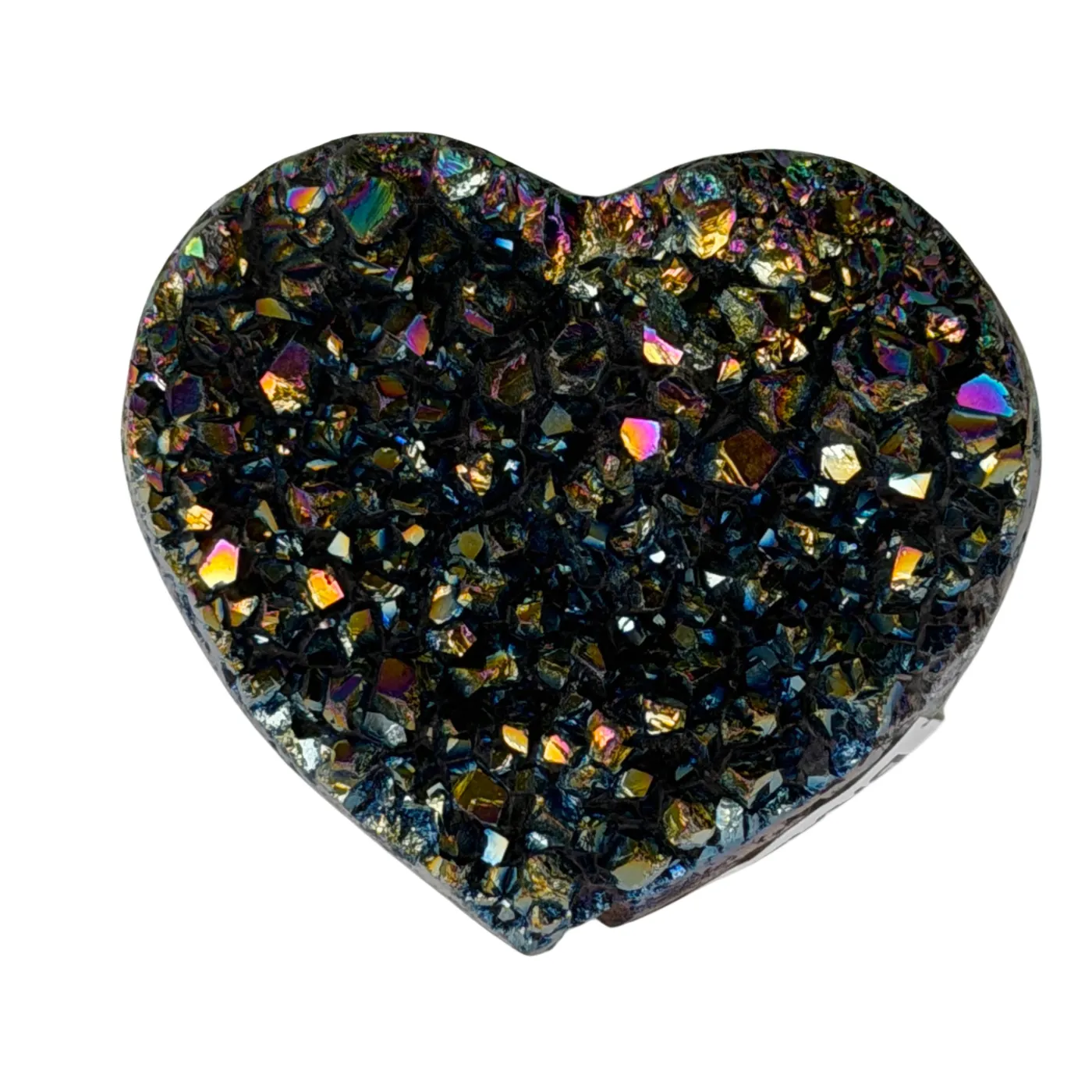 Kleine titanium rainbow hart van kwarts