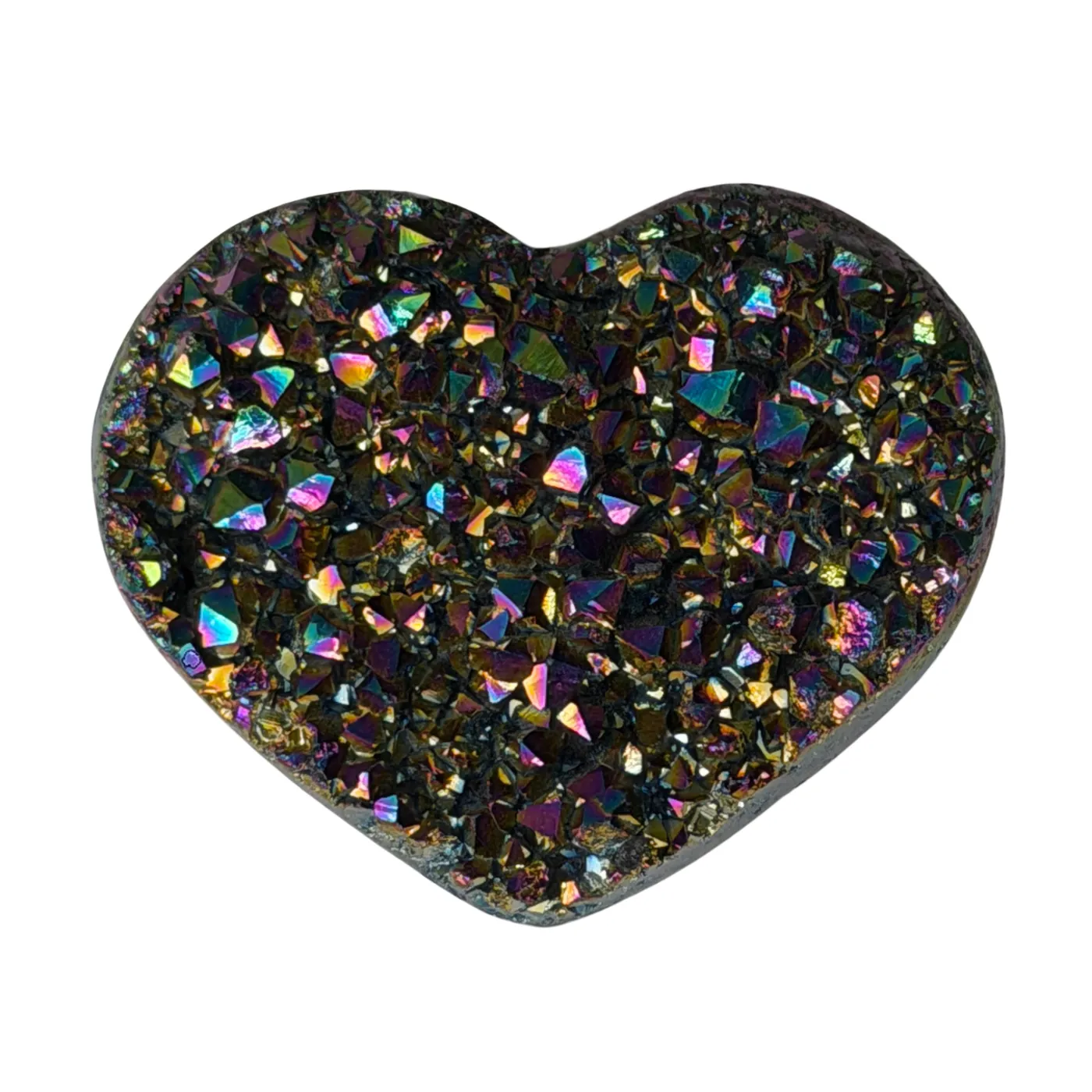 Kleine titanium rainbow hart van kwarts