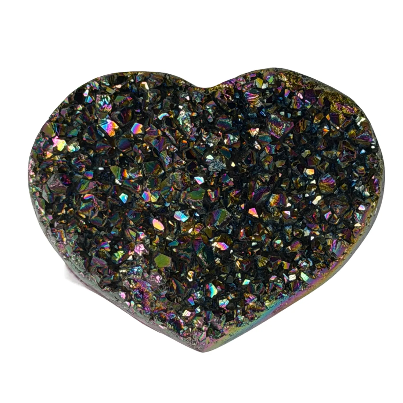 Kleine titanium rainbow hart van kwarts