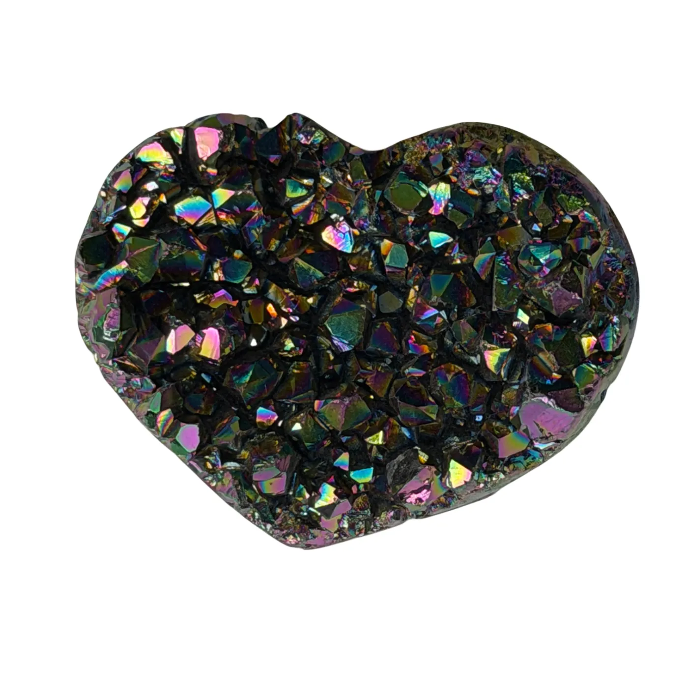 Kleine titanium rainbow hart van kwarts