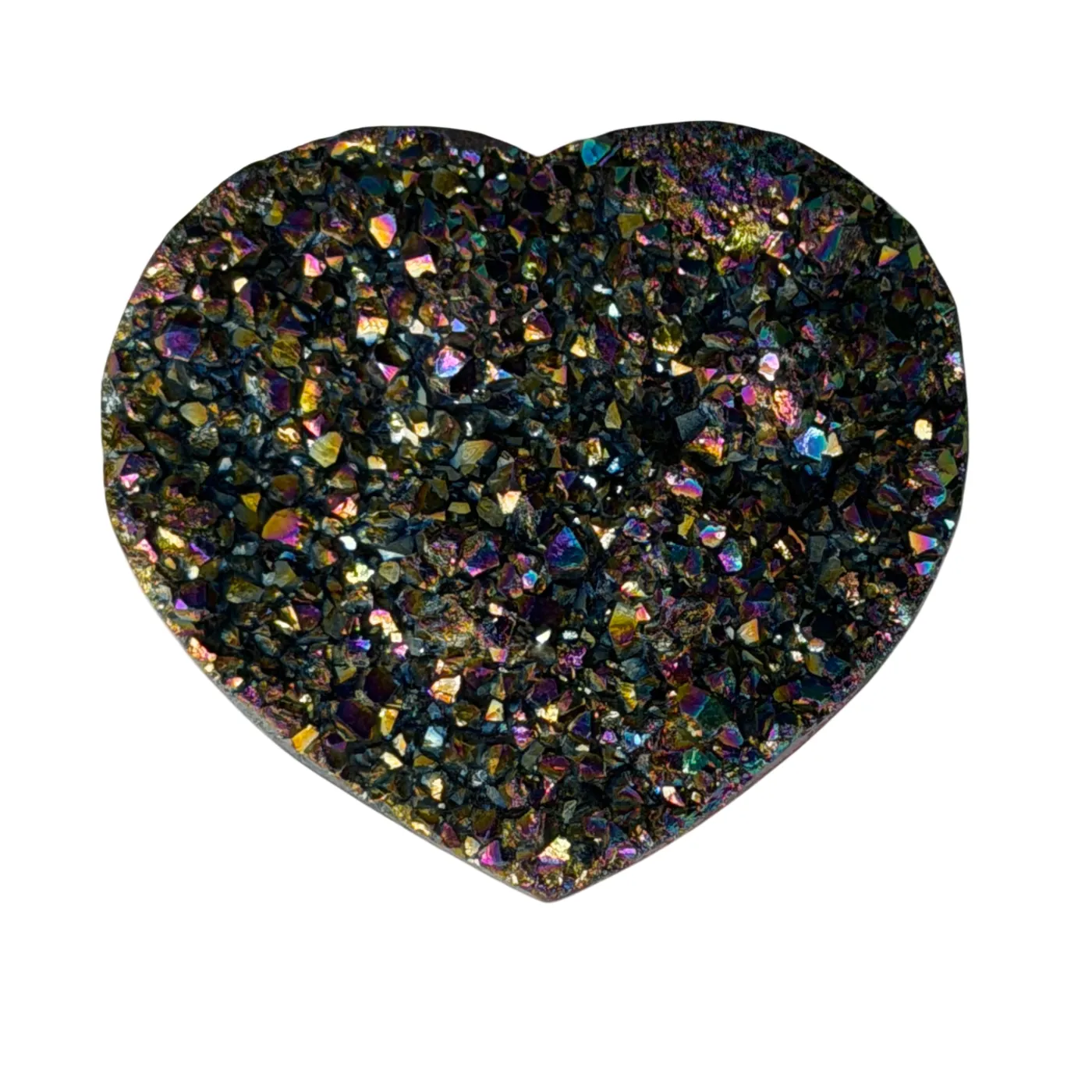 Kleine titanium rainbow hart van kwarts