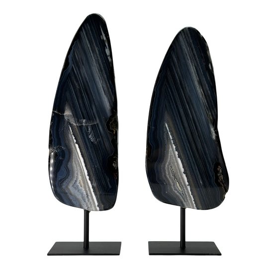 Set van twee agaatstenen op standaard