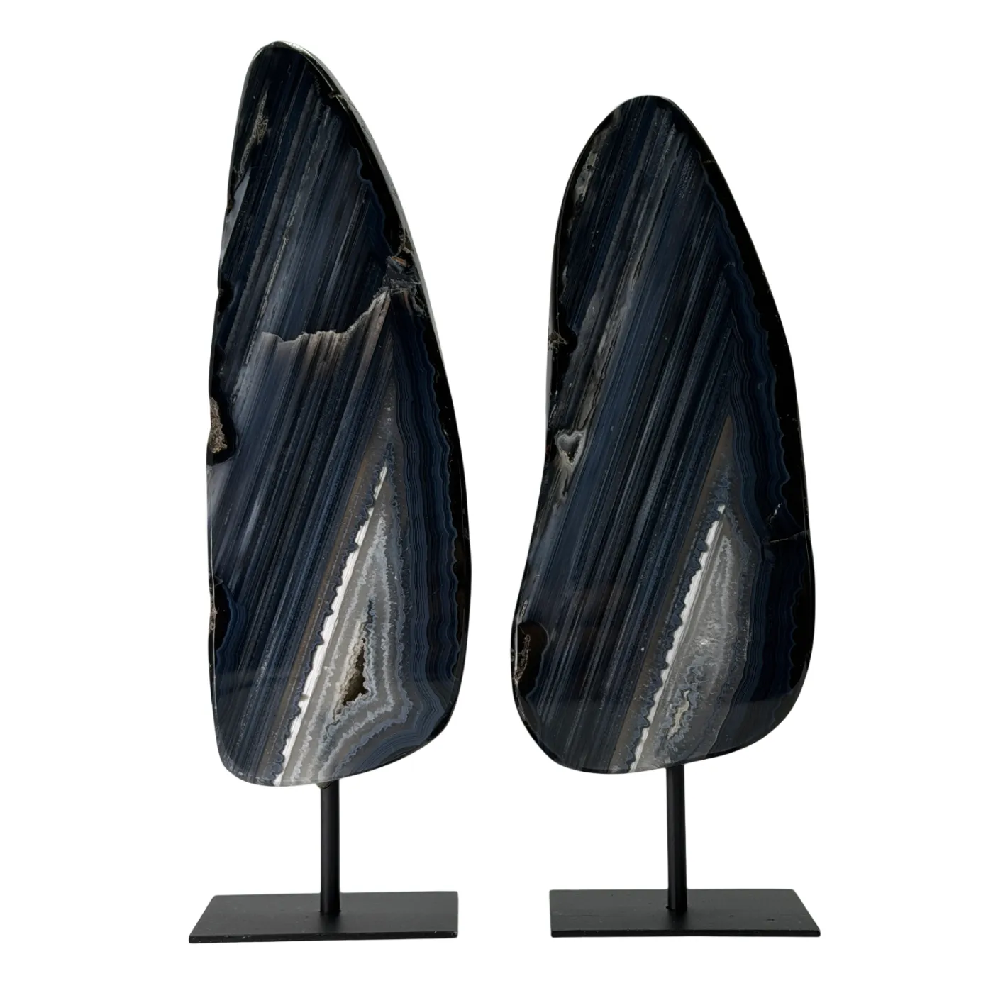 Set van twee agaatstenen op standaard