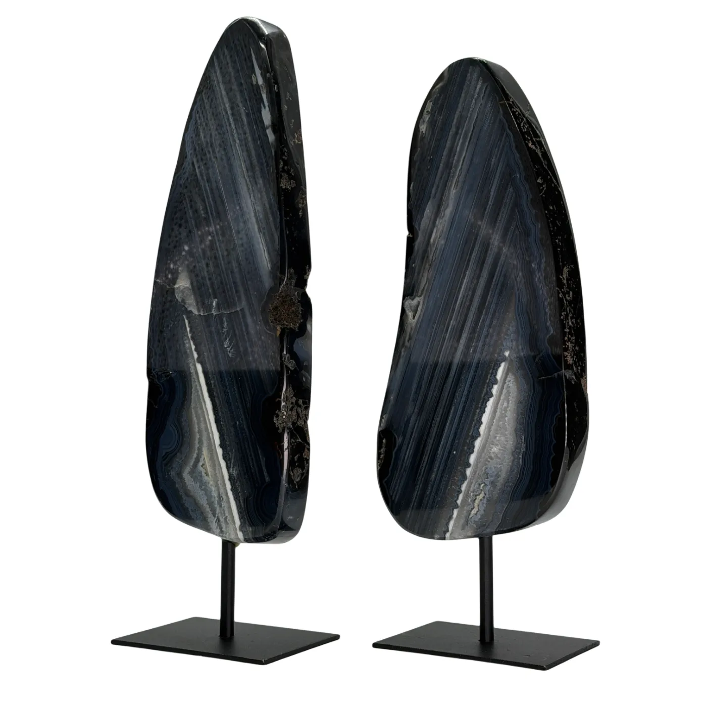 Set van twee agaatstenen op standaard