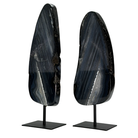 Set van twee agaatstenen op standaard