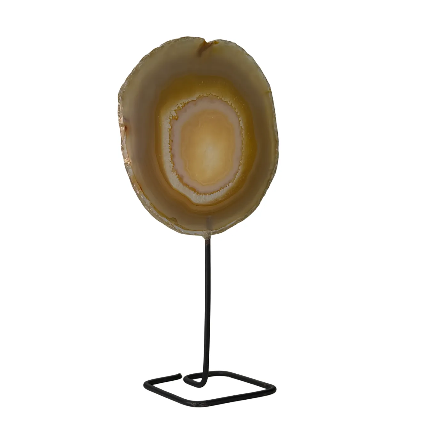 Mini Disque d'Agate sur Support – Pierre Précieuse Polie du Brésil (13 cm)