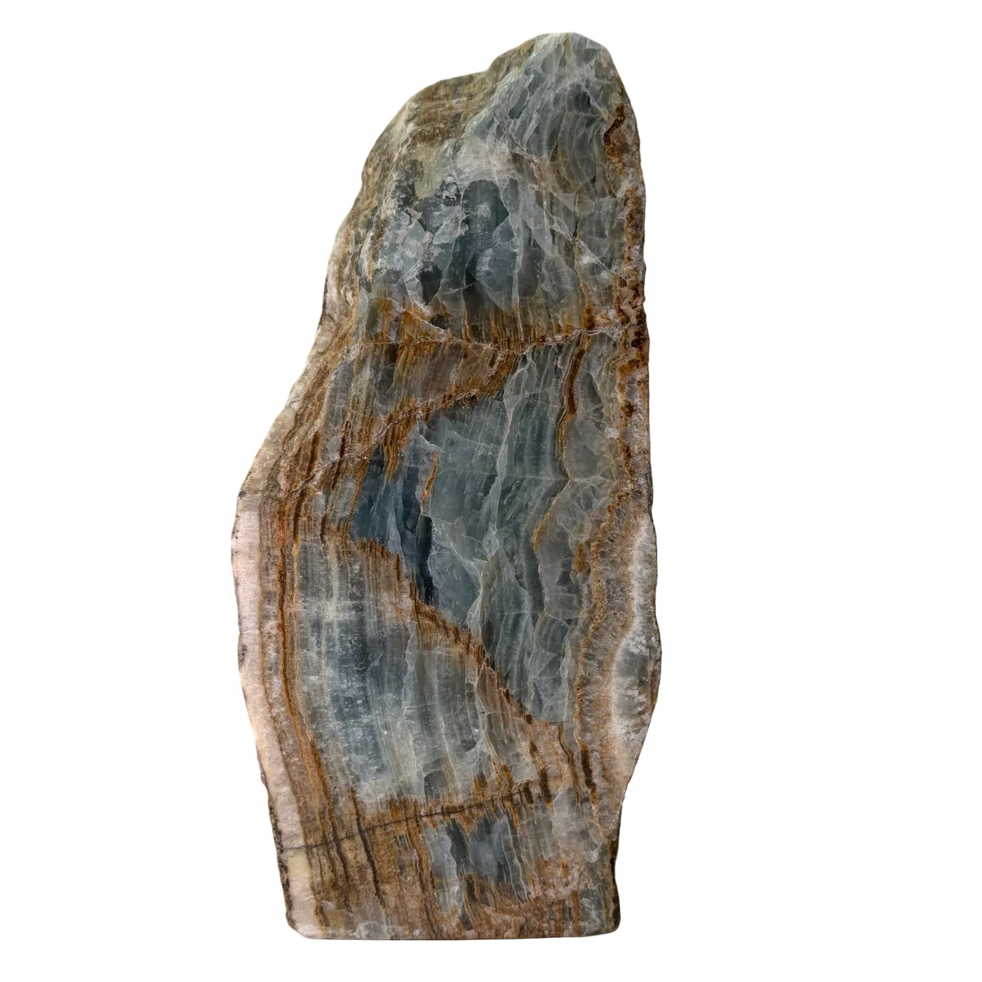 Onyx bleu - brut - semi-poli - base taillée - #1