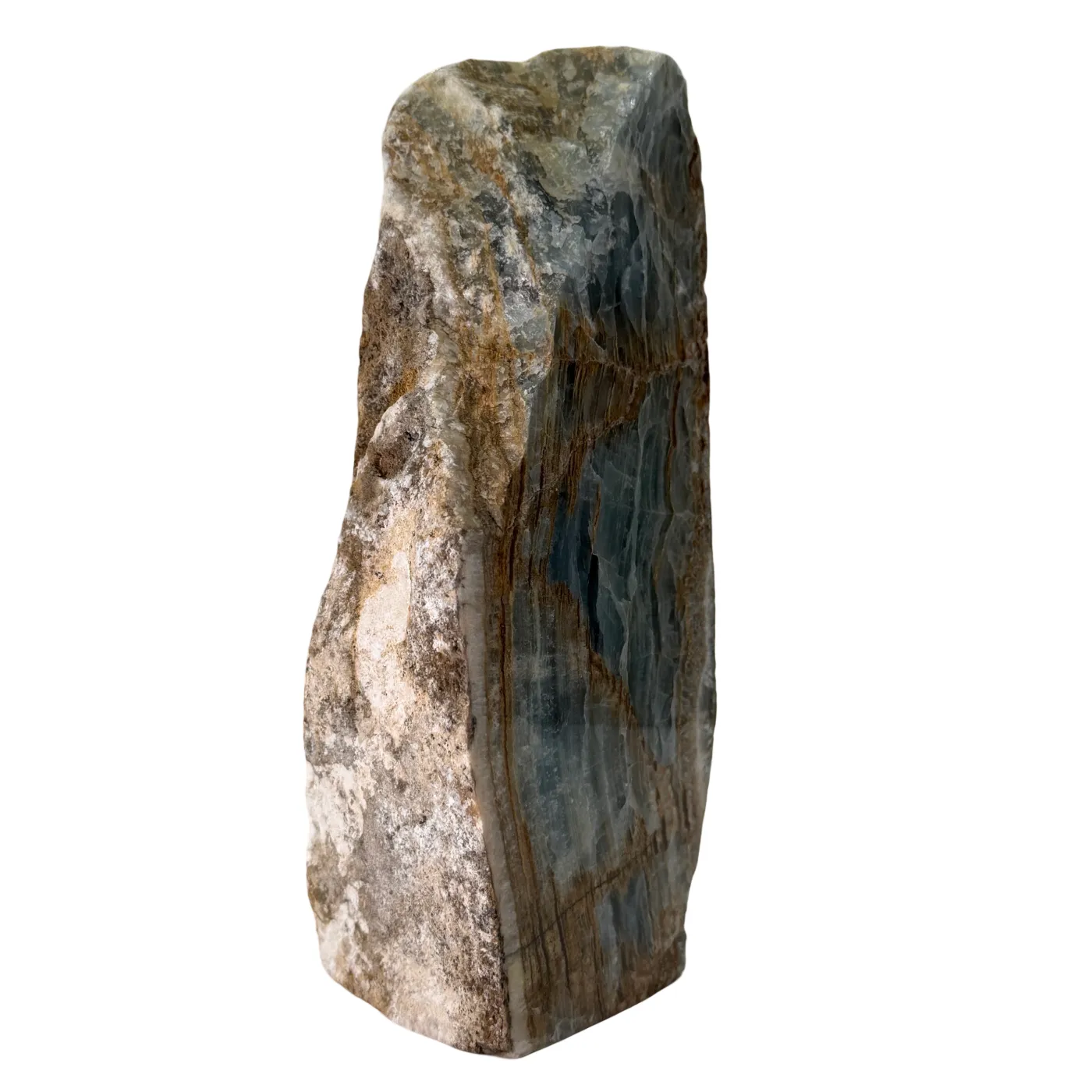 Onyx bleu - brut - semi-poli - base taillée - #1