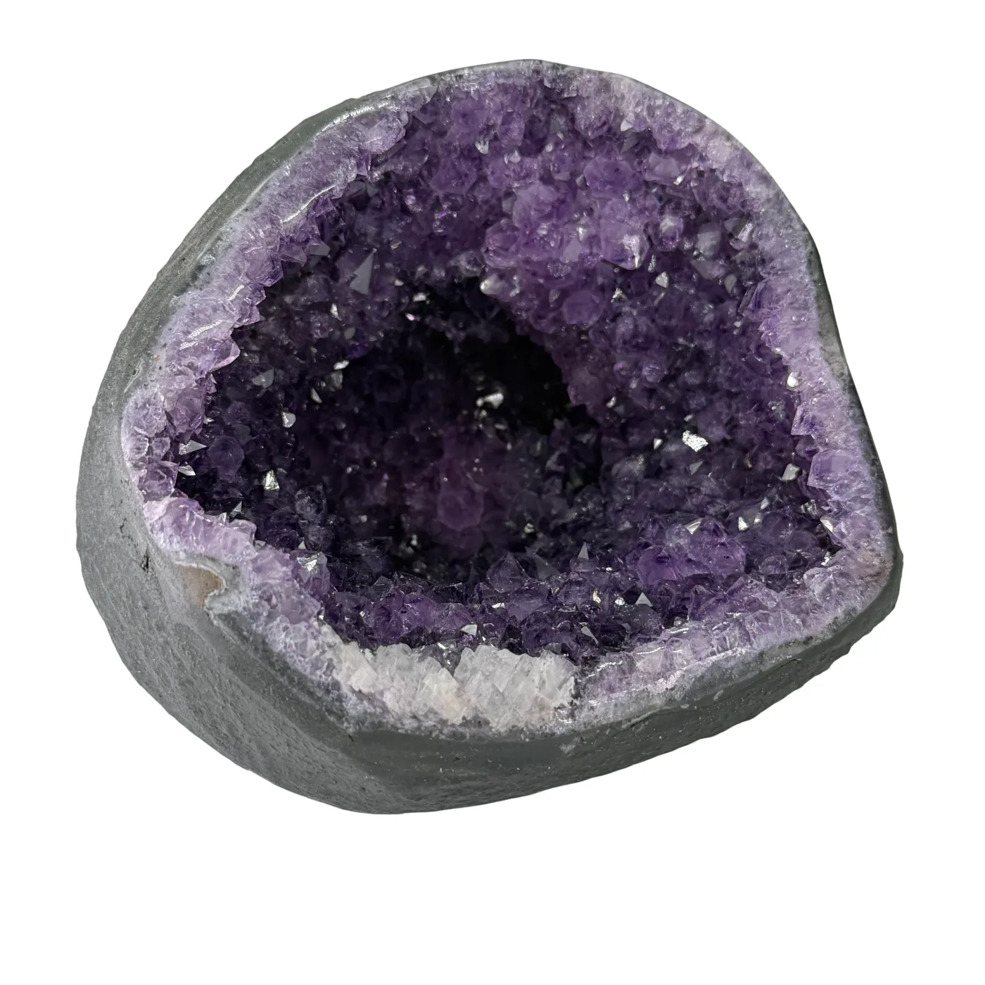 amethist geodeAmethist Geode met Calciet uit Brazilië
