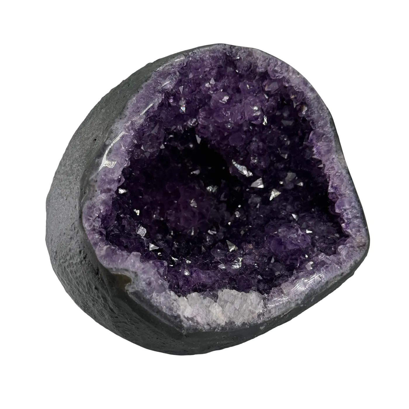 amethist geodeAmethist Geode met Calciet uit Brazilië