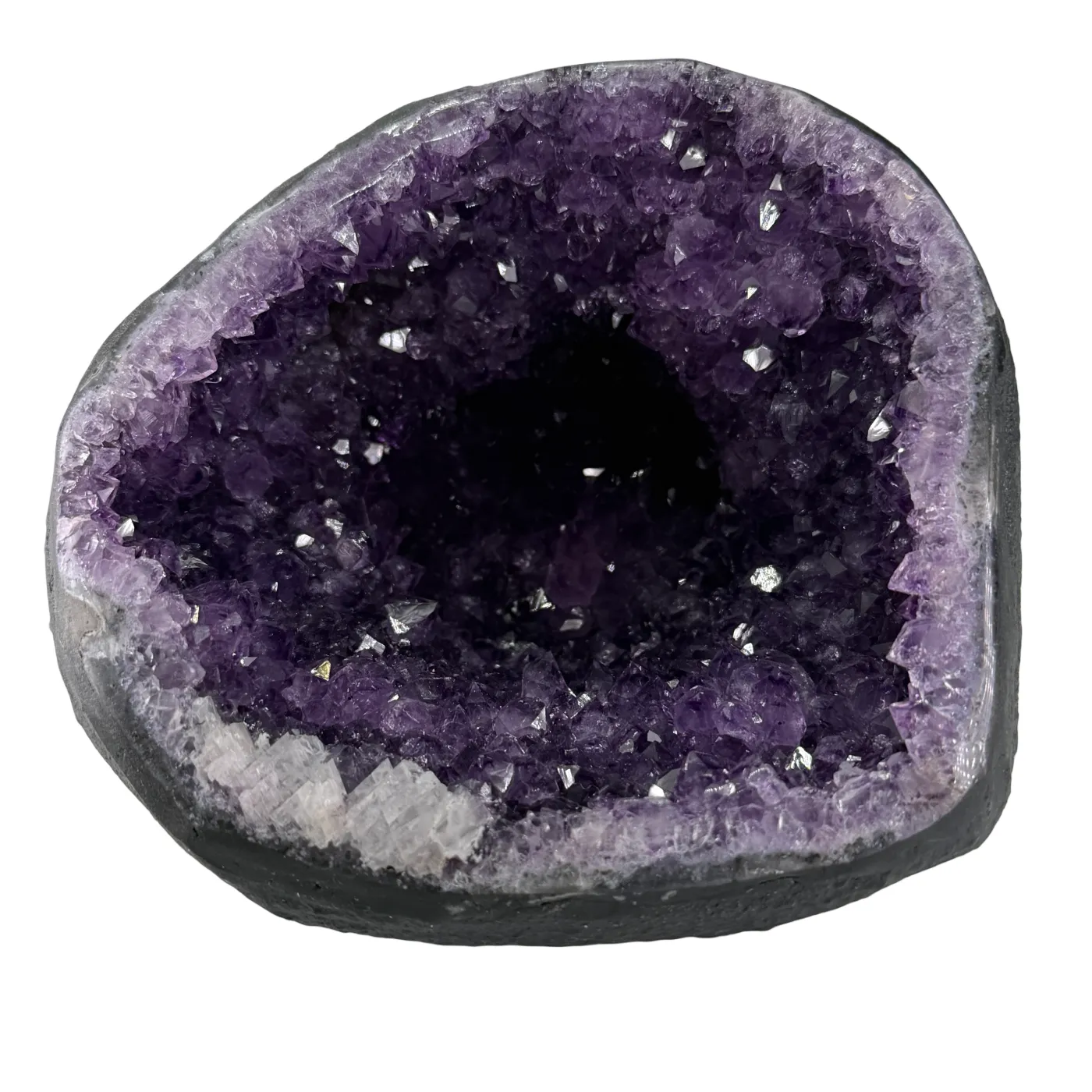 amethist geodeAmethist Geode met Calciet uit Brazilië