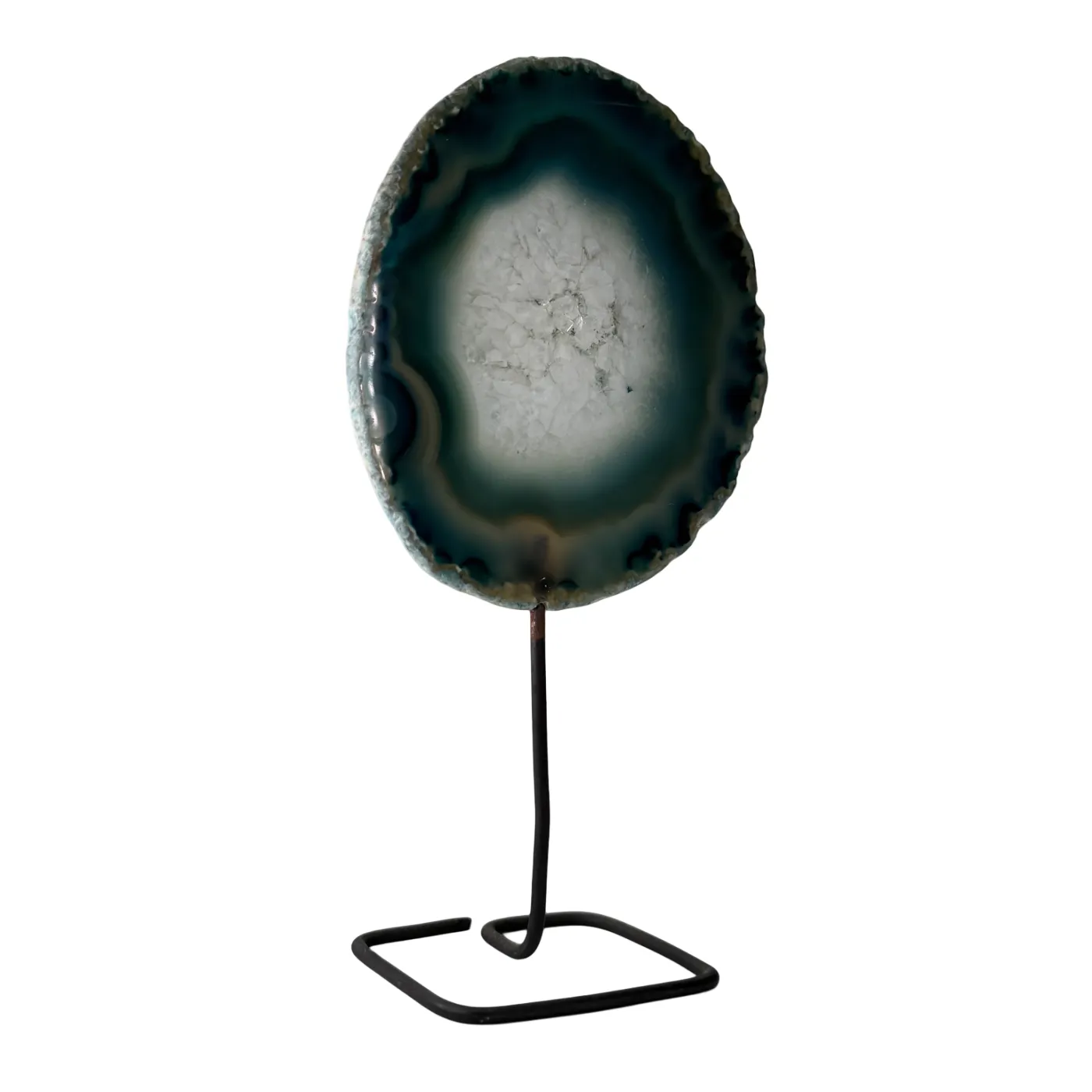 Mini Disque d'Agate sur Support – Pierre Précieuse Polie du Brésil (13 cm)