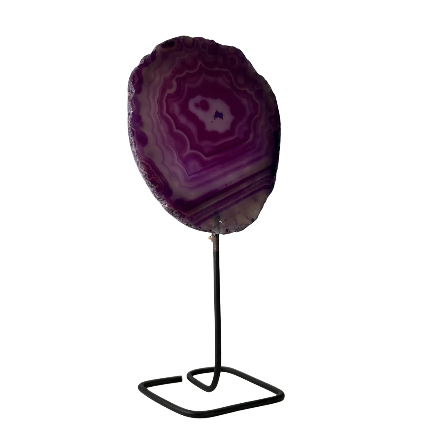 Mini Disque d'Agate sur Support – Pierre Précieuse Polie du Brésil (13 cm)