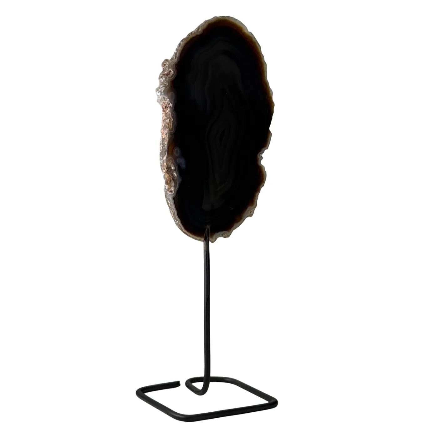 Mini Disque d'Agate sur Support – Pierre Précieuse Polie du Brésil (13 cm)