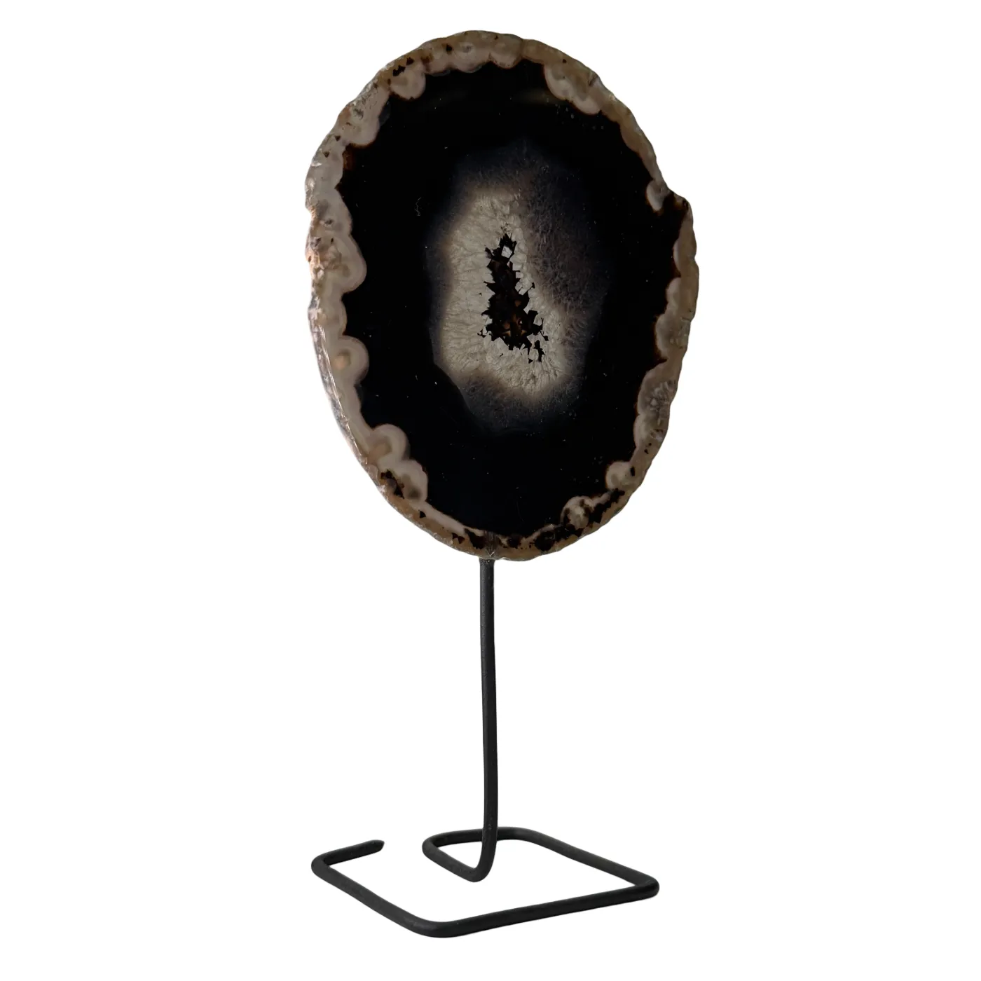 Mini Disque d'Agate sur Support – Pierre Précieuse Polie du Brésil (13 cm)
