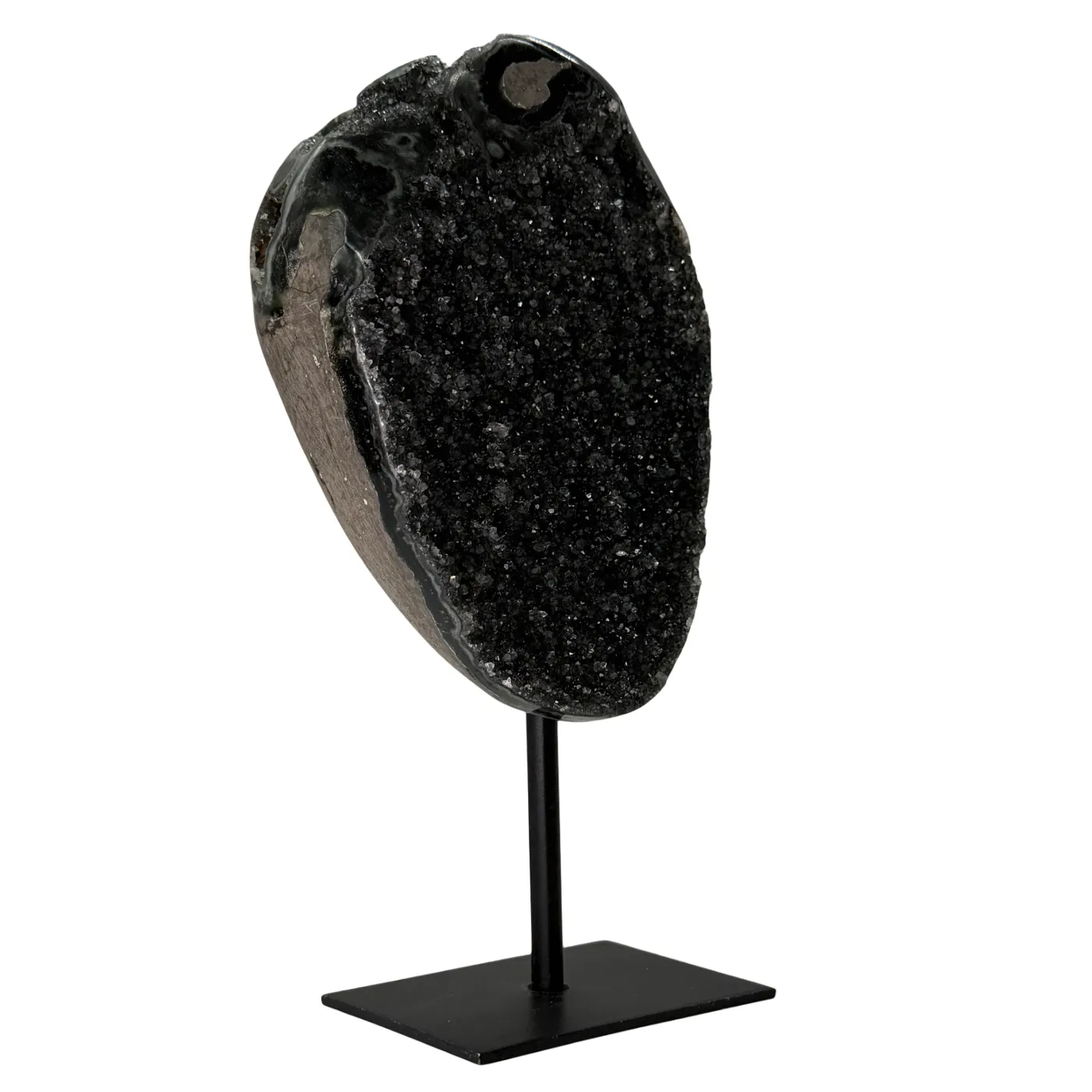 Rock agate with amethyst on stand #7
