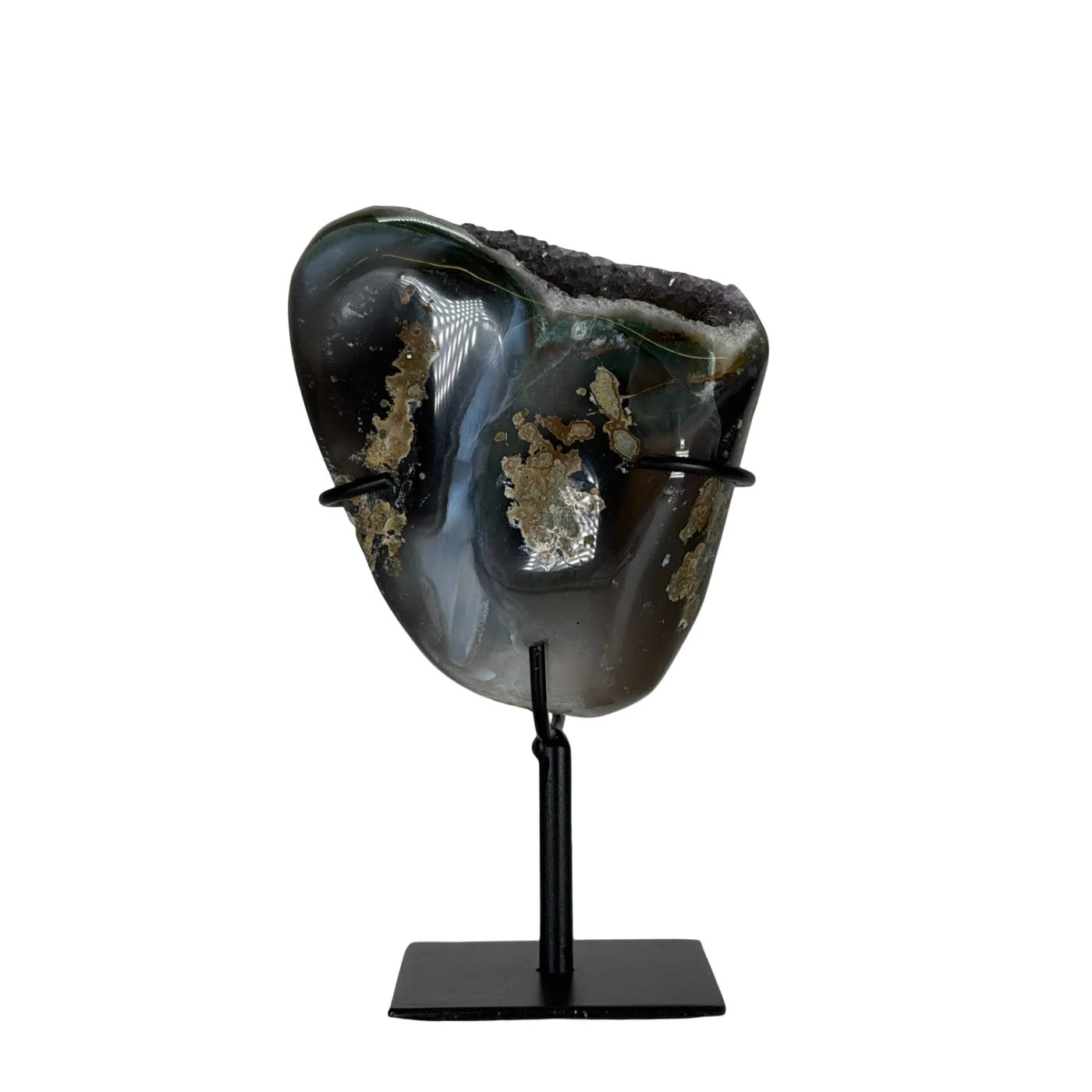 Amethist geode met agaat op standaard #9