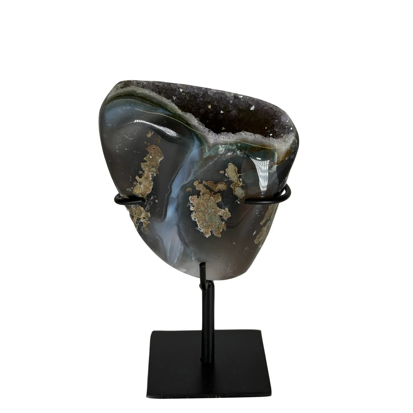 Amethist geode met agaat op standaard #9