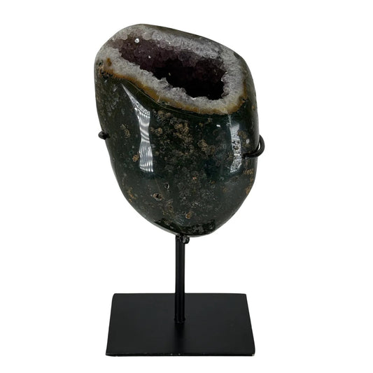 Amethist geode met agaat op standaard #12