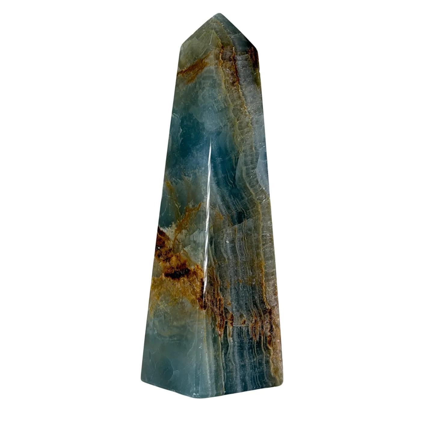 Blauwe Onyx Obelisk – Gepolijst