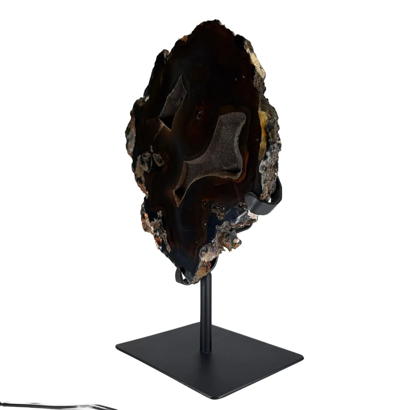 Agaat Rots met Zwarte Chalcedoon & Druzy op Standaard – 4,1 kg